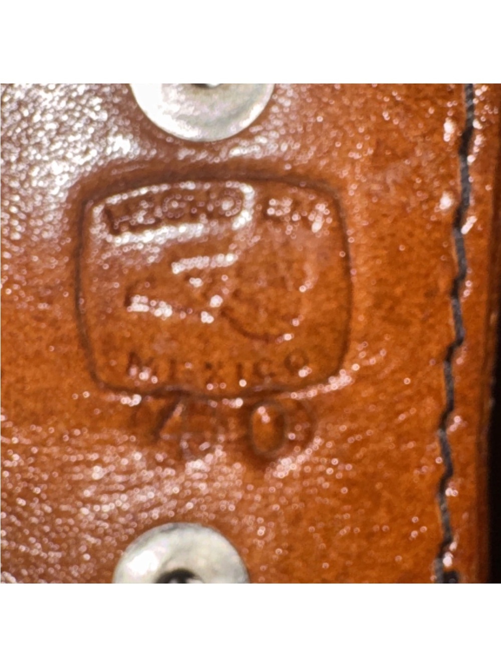 Brown Leather Belt with Embossed Logo